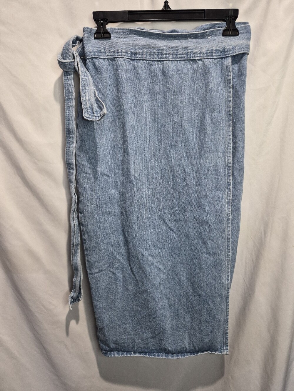 Never Fully Dressed Denim Wrap Midi Skirt Belted Light Wash Blue US 4
